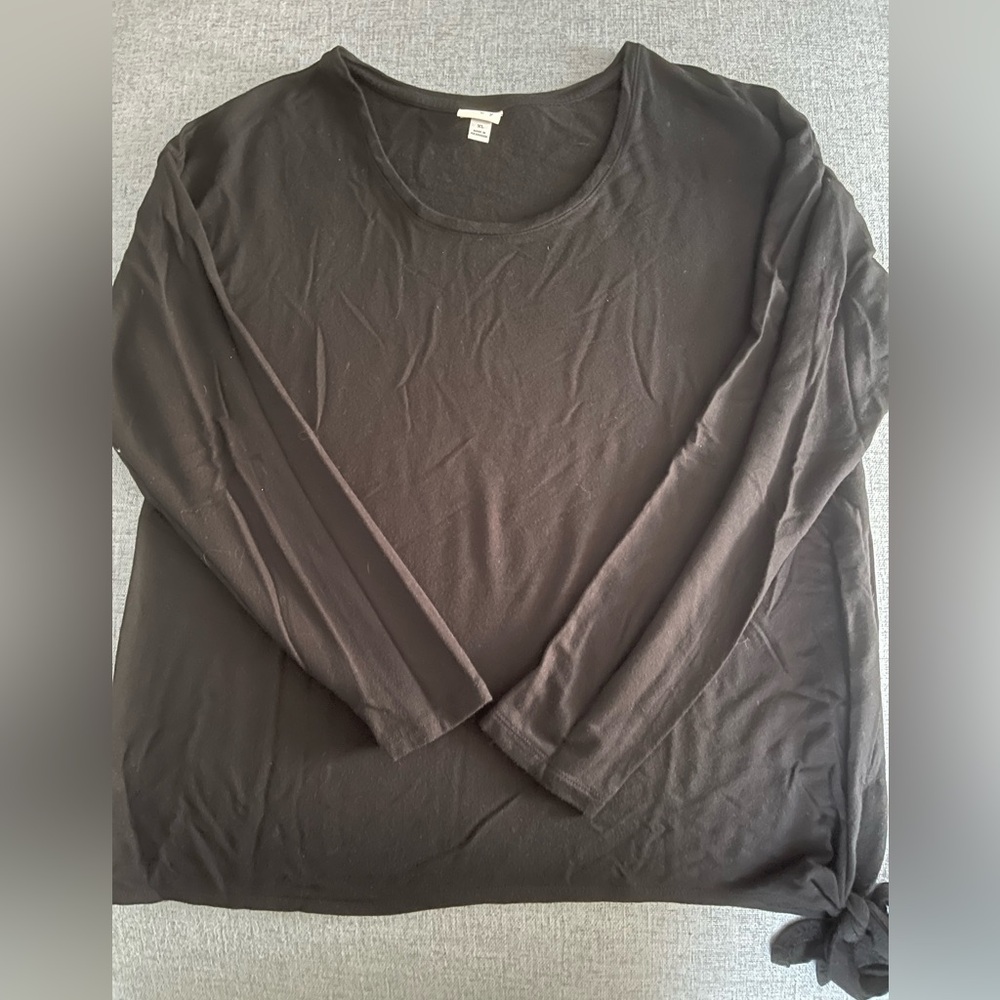 A New Day Side Tie Long Sleeve T-shirt, Black, XL